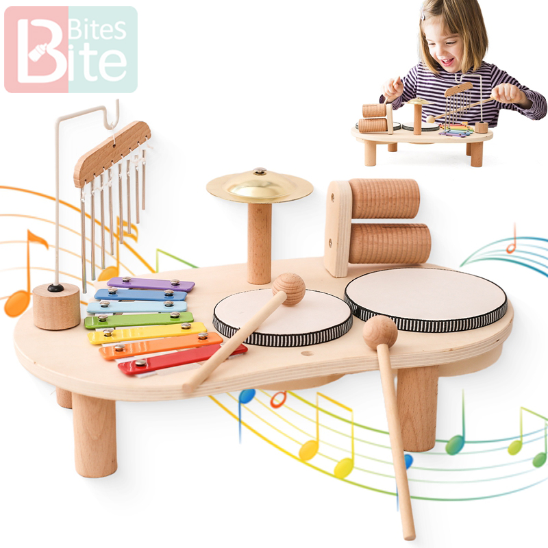 Musical Instrument Harmonium - ของเล่นเพื่อการศึกษาเด็กไม้ Aeolian Bells Montessori ของเล่นดนตรีเด็กระนาดทารกแรกเกิดของขวัญวันเกิดเพลงตารางของเล่น