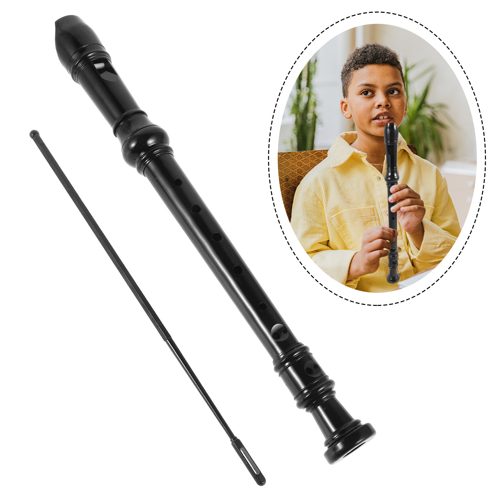 Soprano Recorder Plastic - เครื่องดนตรีรีคอร์เดอร์โซปราโน ทำจากพลาสติก ABS สีดำโปร่งใส มี 8