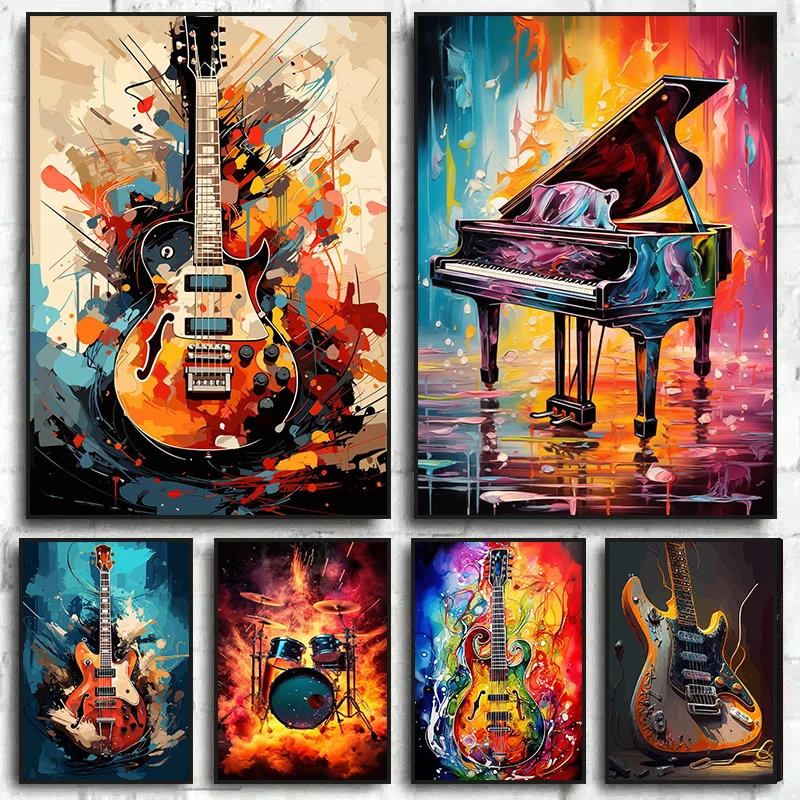 ภาพศิลปะนามธรรมสีสันสดใส เครื่ - Picture Of Musical Instrument บทวิจารณ์และราคา